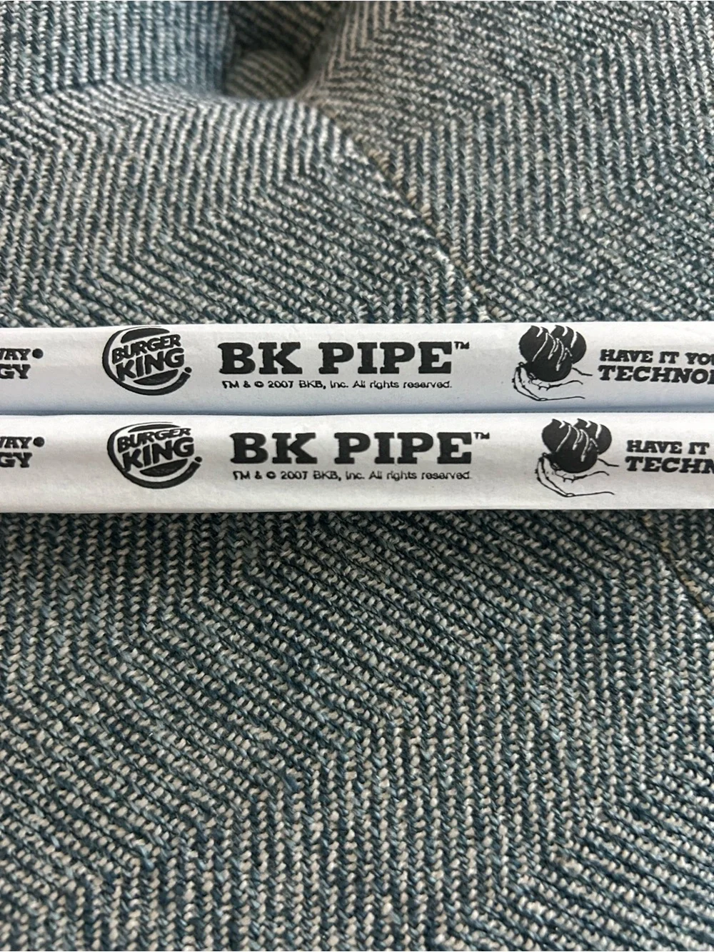Lot of 2 Burger King BK Pipe Large Plastic Straws Wrapped Fast Food Memorabilia